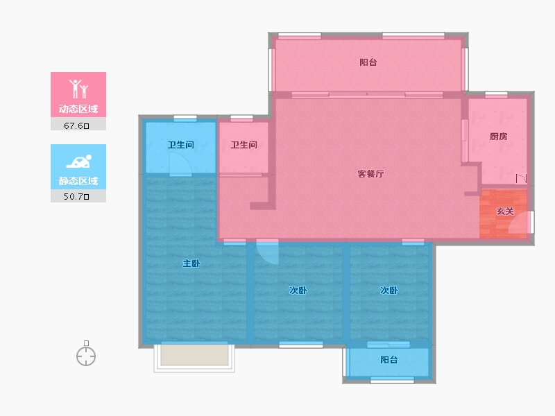 湖南省-衡阳市-衡东珊瑚城-106.71-户型库-动静分区