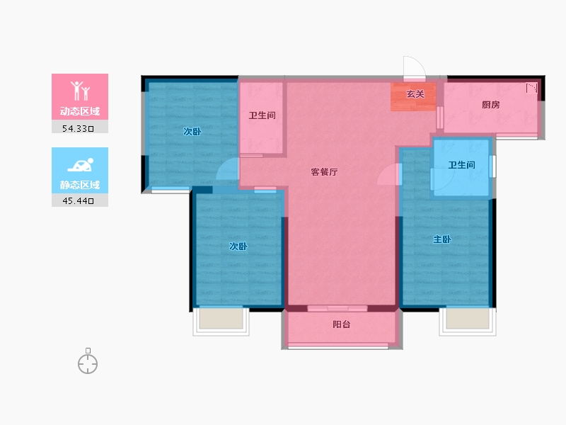 北京-北京市-珠江・京津一品-89.22-户型库-动静分区