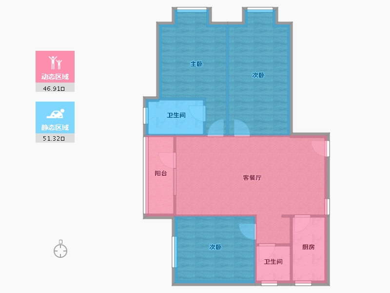 湖北省-武汉市-海昌天澜三期-89.63-户型库-动静分区