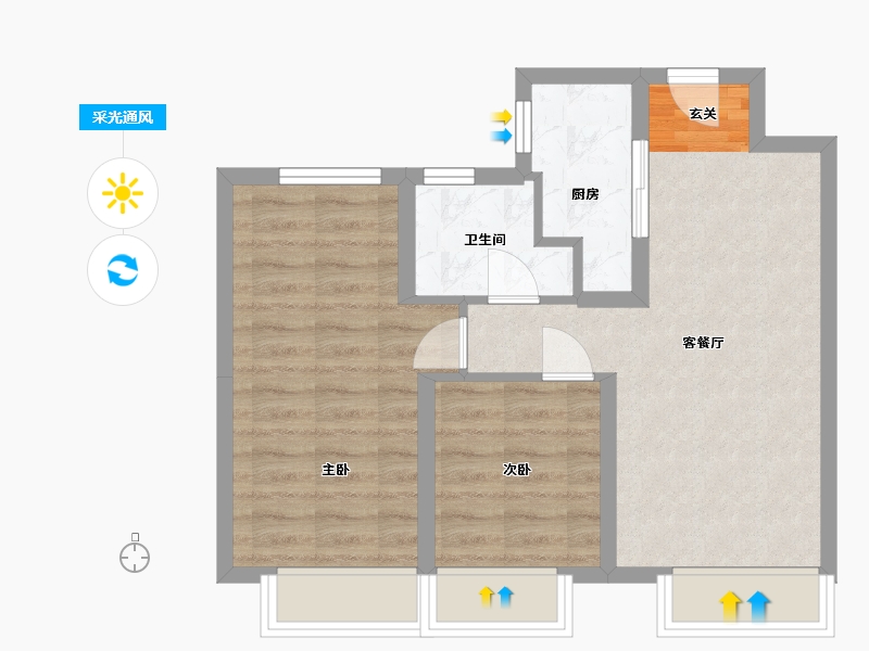 北京-北京市-未来金茂府-56.20-户型库-采光通风
