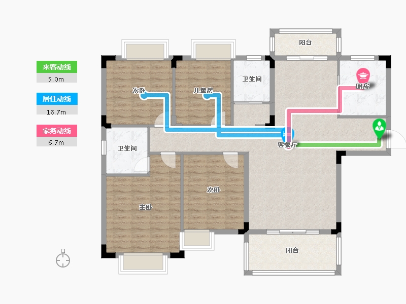 湖北省-宜昌市-碧桂园豪庭-128.00-户型库-动静线