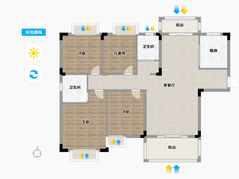 湖北省-宜昌市-碧桂园豪庭-128.00-户型库-采光通风