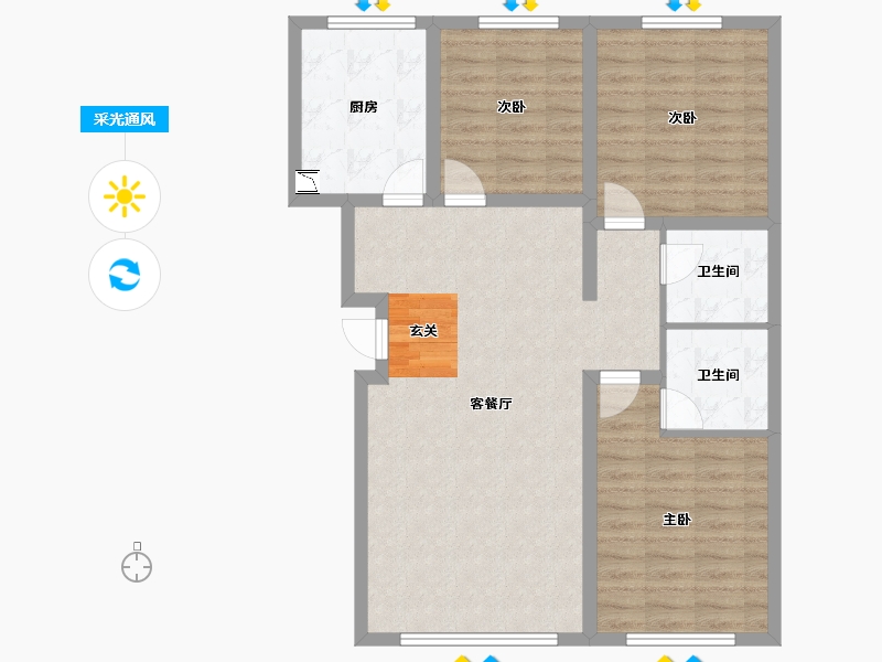 河北省-秦皇岛市-航顺悦澜山-90.41-户型库-采光通风