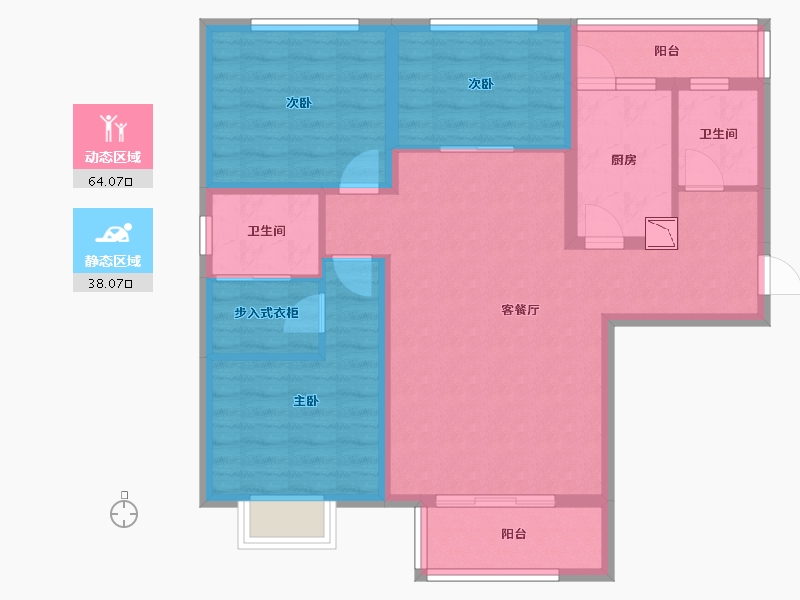 陕西省-西安市-汇悦城-90.55-户型库-动静分区