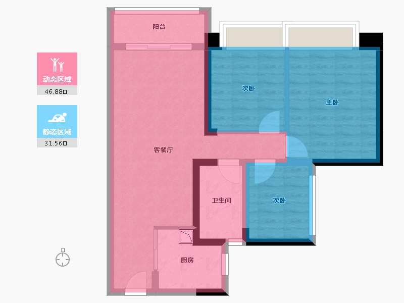 广东省-广州市-广州亚运城天峯-69.29-户型库-动静分区