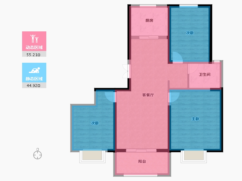 陕西省-西安市-当代上品湾MOMΛ-89.60-户型库-动静分区