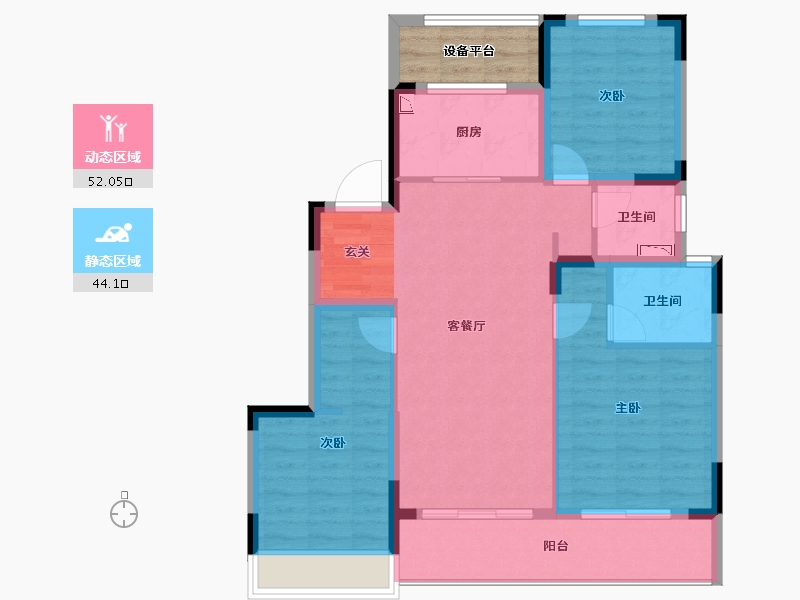 浙江省-杭州市-杭州融创城-90.09-户型库-动静分区