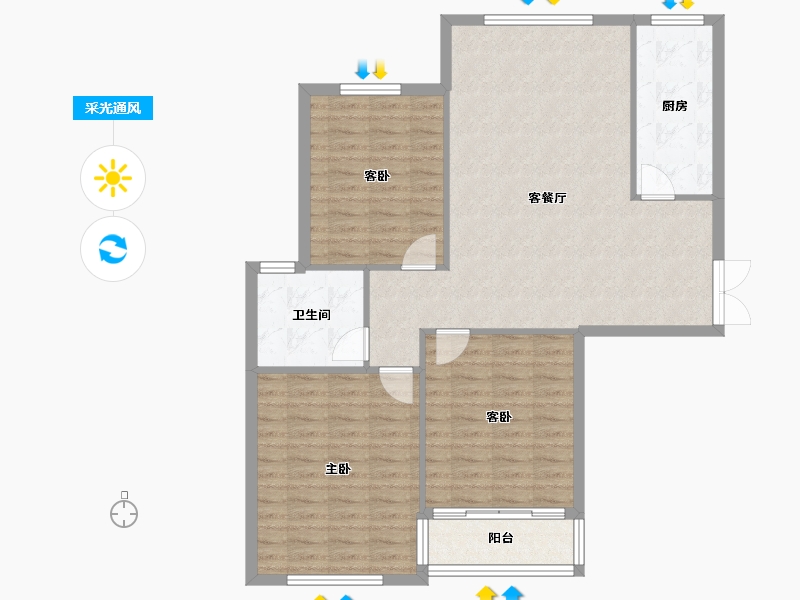 山东省-潍坊市-上城国际-102.10-户型库-采光通风