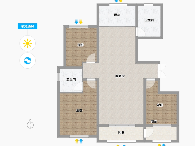 山东省-淄博市-珑悦-130.01-户型库-采光通风