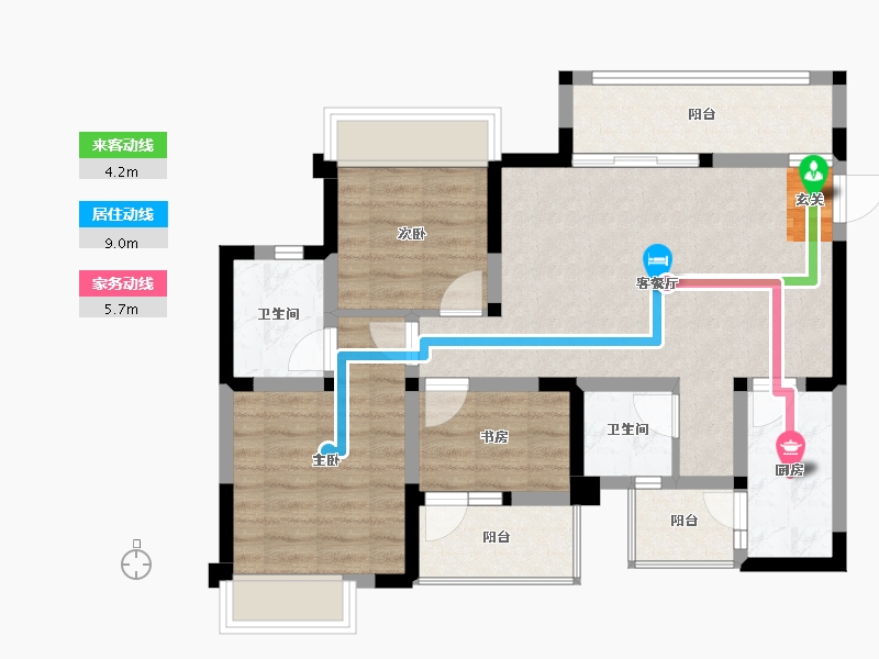 四川省-成都市-白鹤一号-76.70-户型库-动静线