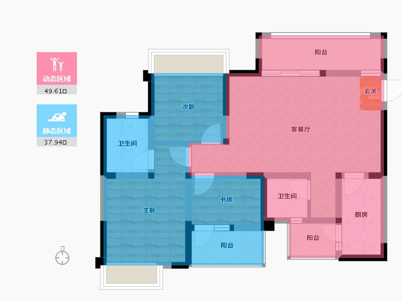 四川省-成都市-白鹤一号-76.70-户型库-动静分区