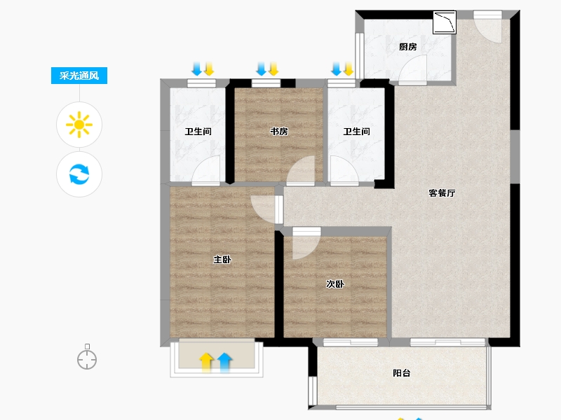 河南省-洛阳市-蓝光-77.71-户型库-采光通风