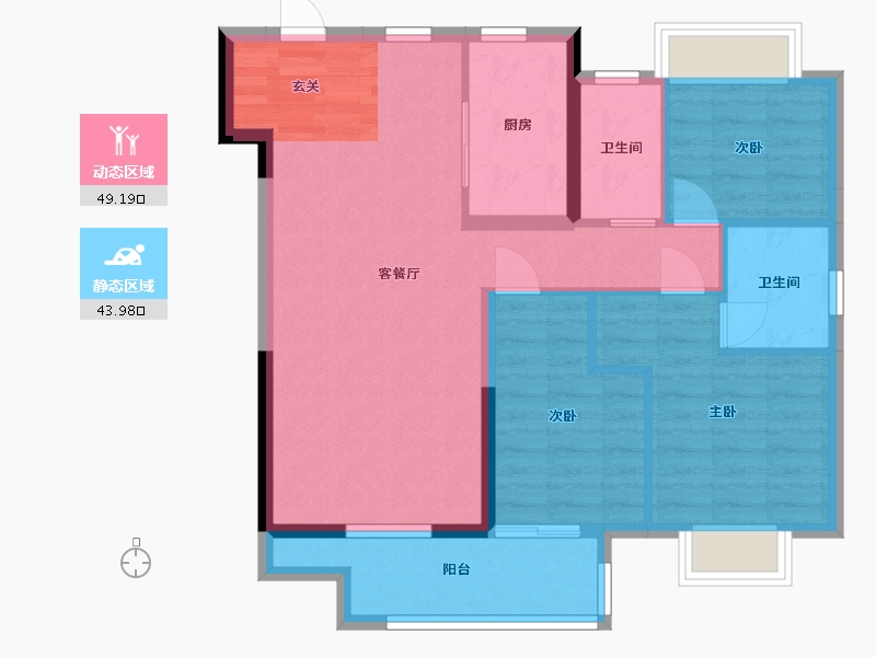 湖北省-荆州市-特发幸福里-83.58-户型库-动静分区