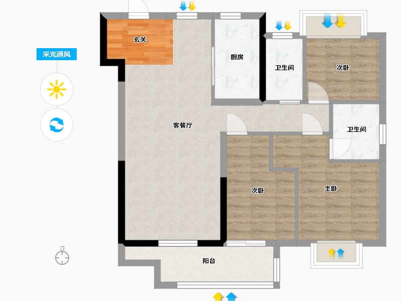 湖北省-荆州市-特发幸福里-83.58-户型库-采光通风