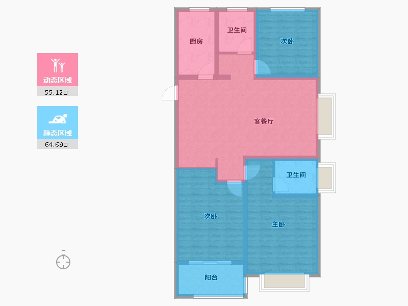 山东省-聊城市-学府新城-107.64-户型库-动静分区