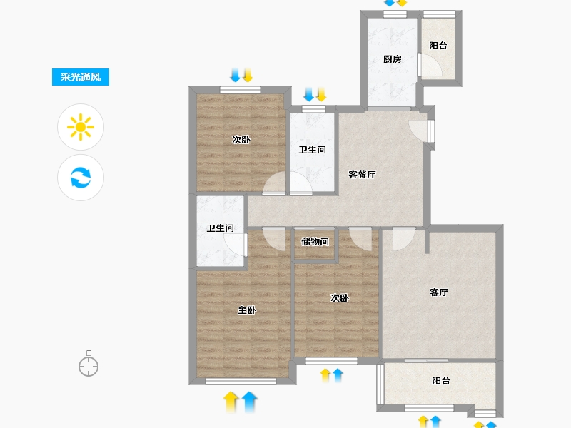 上海-上海市-渔洋苑-92.39-户型库-采光通风