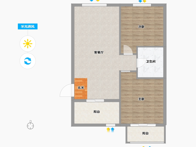 北京-北京市-西府海棠-81.99-户型库-采光通风