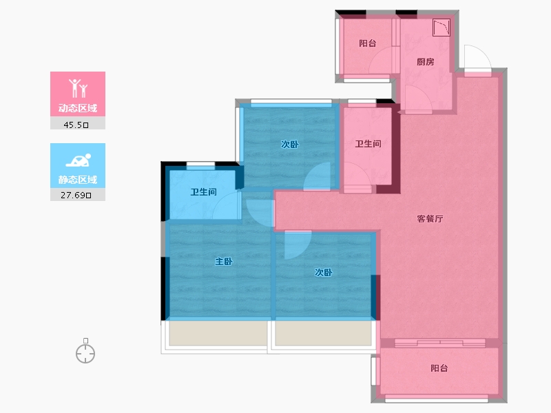 四川省-遂宁市-和喜・公园里-64.15-户型库-动静分区