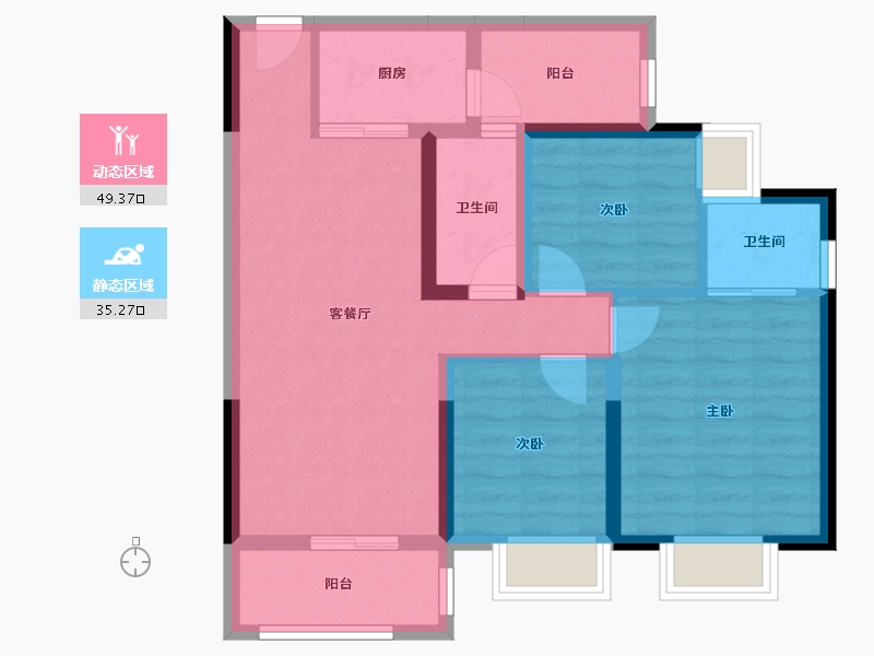 湖南省-郴州市-生源公馆-74.69-户型库-动静分区