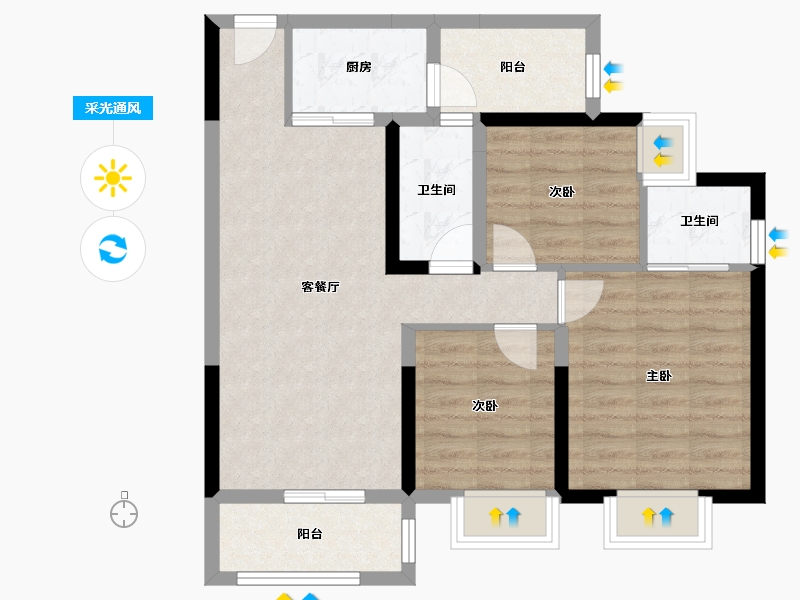 湖南省-郴州市-生源公馆-74.69-户型库-采光通风