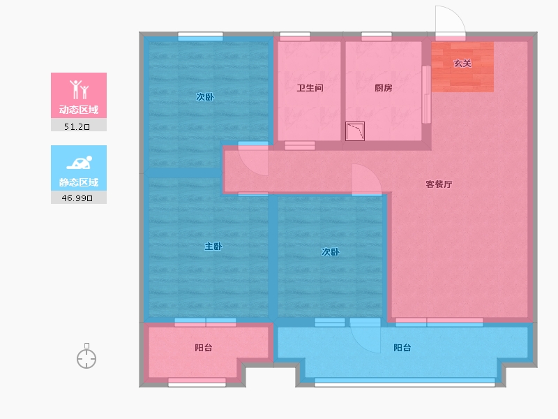 山东省-青岛市-金地・格林美景-86.40-户型库-动静分区