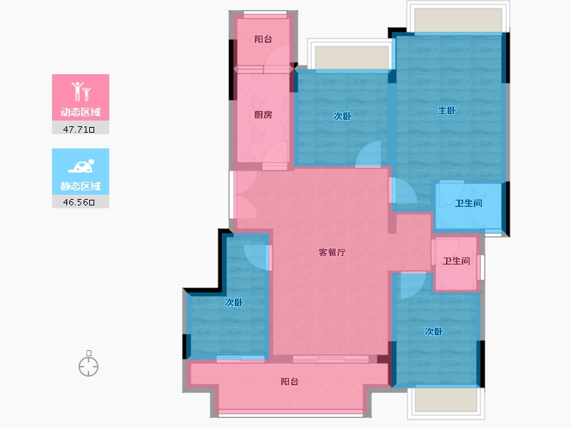 重庆-重庆市-永川金科星辰海-83.36-户型库-动静分区