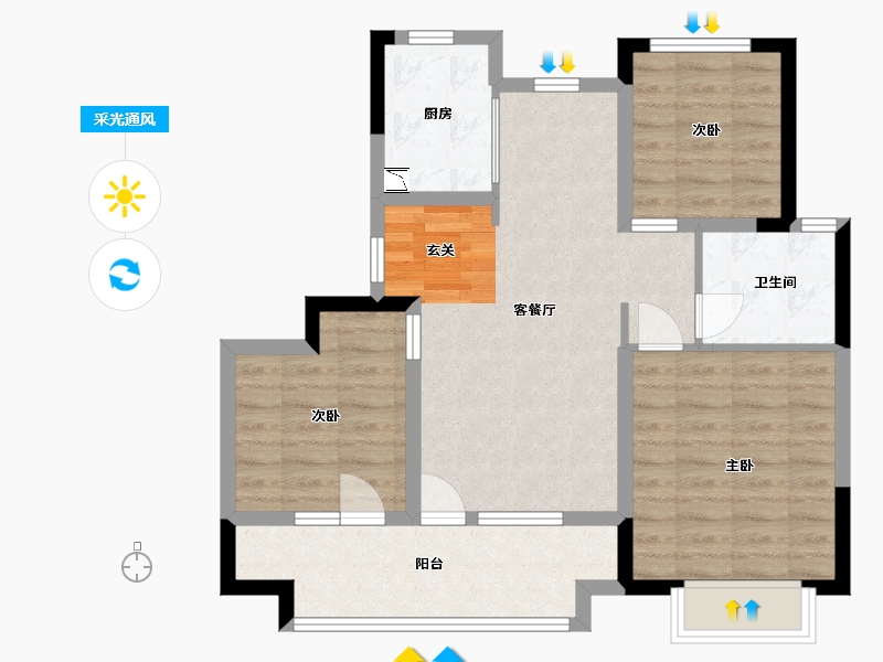 山东省-青岛市-越秀和悦府-76.00-户型库-采光通风