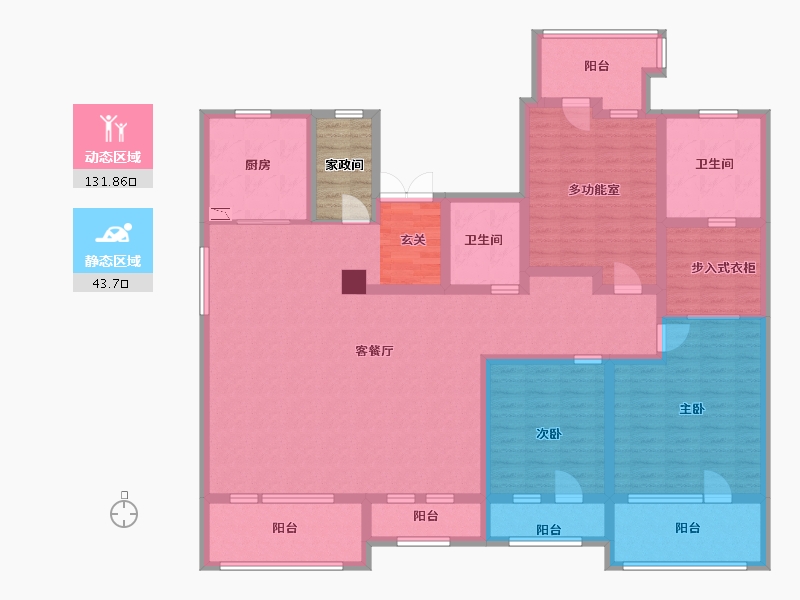 山东省-青岛市-海信・北涧山居-160.00-户型库-动静分区