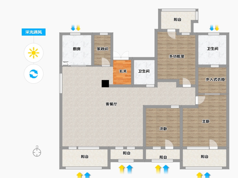 山东省-青岛市-海信・北涧山居-160.00-户型库-采光通风