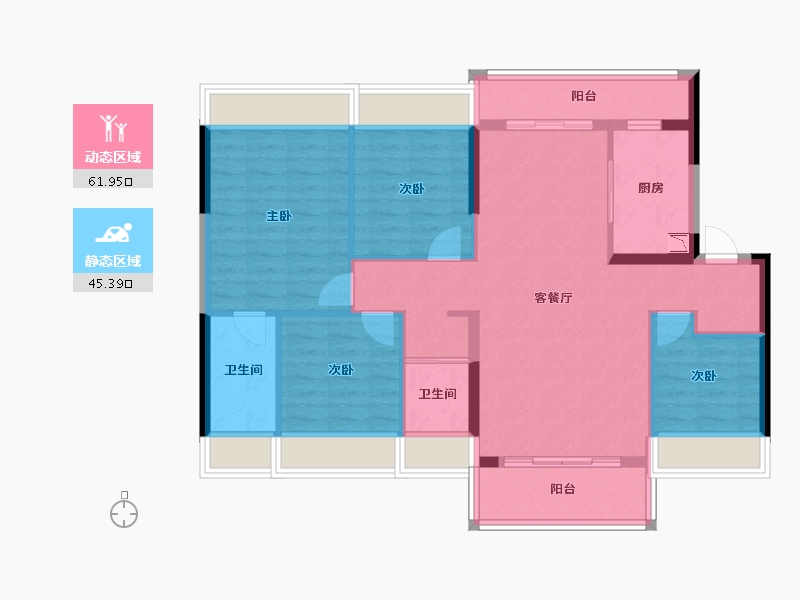 四川省-遂宁市-碧桂园・凤栖台-96.37-户型库-动静分区