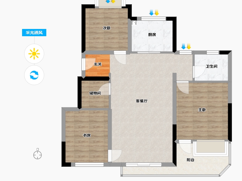 辽宁省-大连市-保利金地湖光山语-84.98-户型库-采光通风