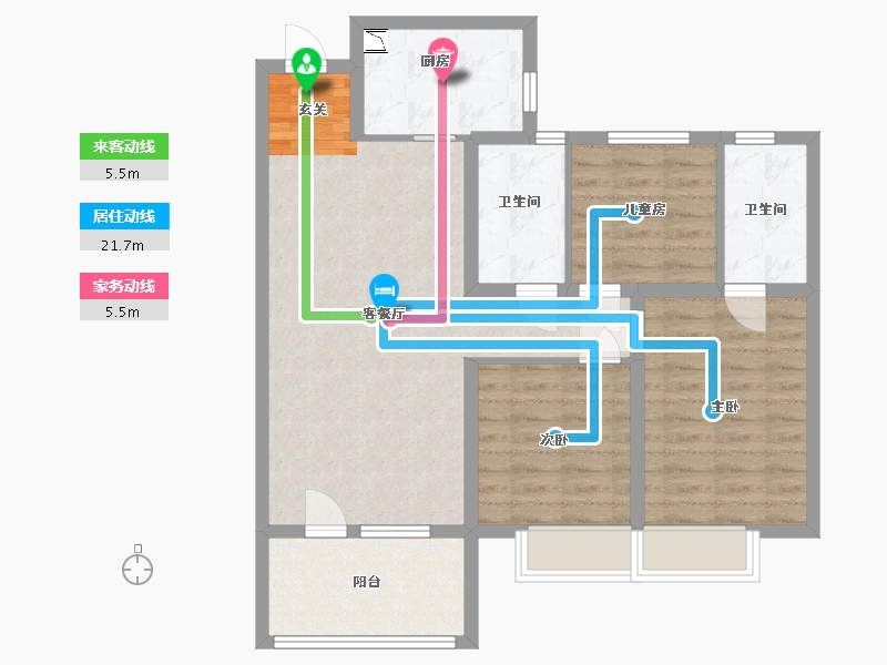 山东省-威海市-蓝光雍锦湾-84.80-户型库-动静线