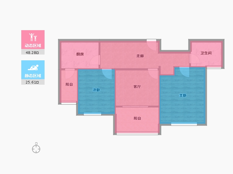 江苏省-苏州市-启航社U时代-66.54-户型库-动静分区