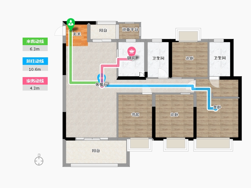 江苏省-南通市-海门麓园-108.00-户型库-动静线