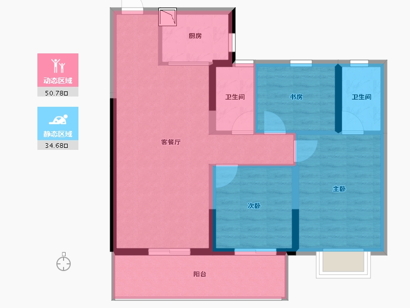 广西壮族自治区-南宁市-光明城市雅集苑-76.49-户型库-动静分区