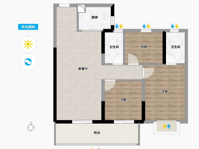 广西壮族自治区-南宁市-光明城市雅集苑-76.49-户型库-采光通风