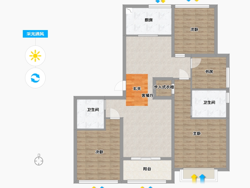 江苏省-南通市-滨江曙光之星-118.40-户型库-采光通风