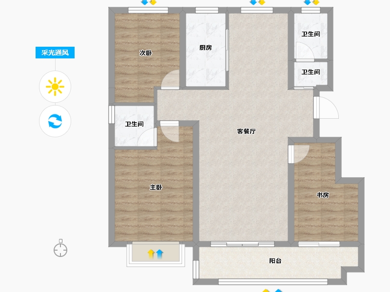 山东省-聊城市-世家・如意府-94.45-户型库-采光通风