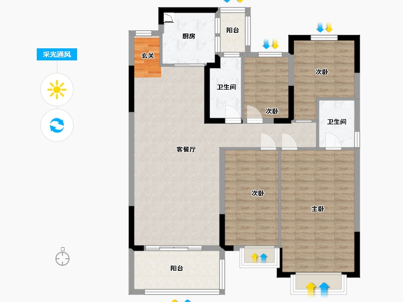 江苏省-南通市-南通恒大林溪郡-122.39-户型库-采光通风