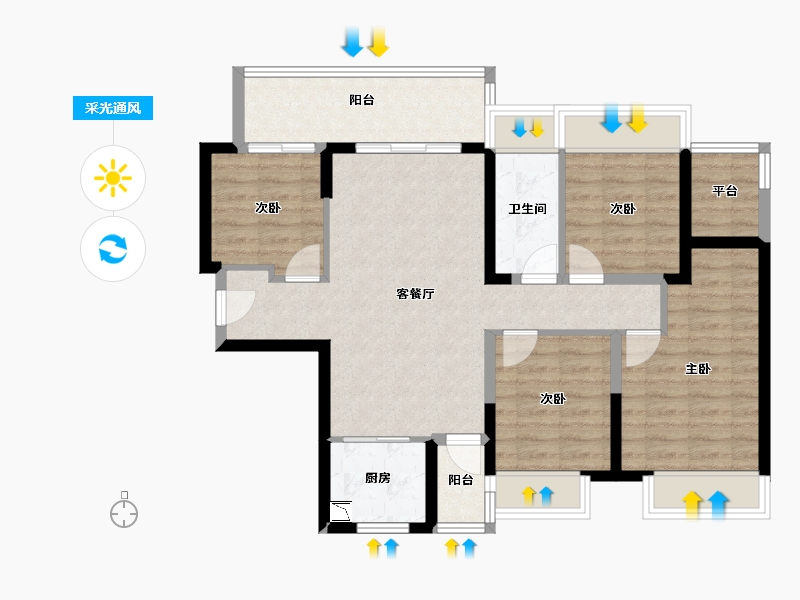 广东省-汕头市-博翠府-86.89-户型库-采光通风