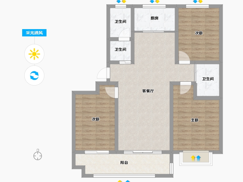 山东省-聊城市-世家・如意府-93.40-户型库-采光通风