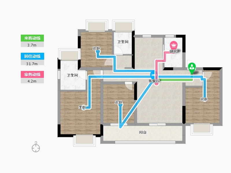 安徽省-宣城市-昊域公园四季-104.29-户型库-动静线