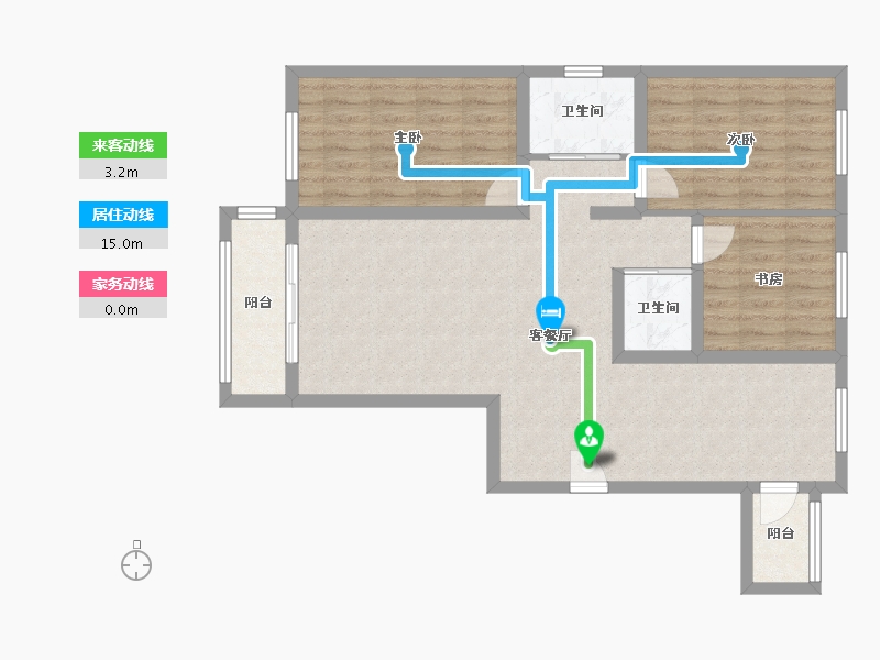 内蒙古自治区-呼和浩特市-蔚蓝家园-89.70-户型库-动静线