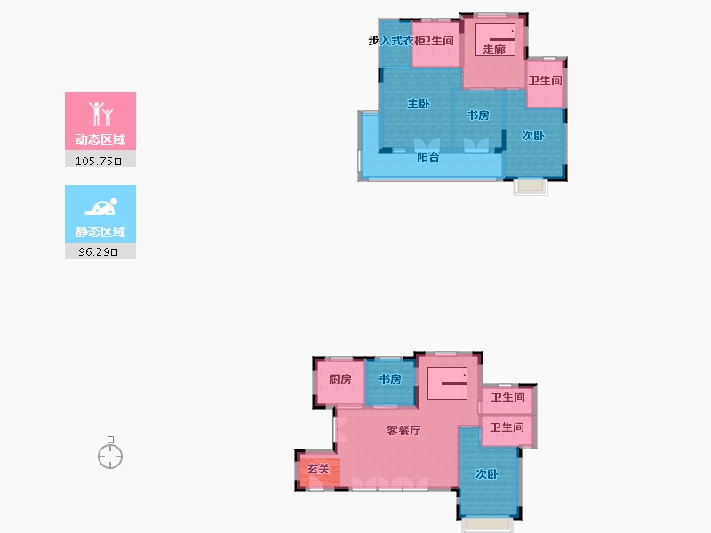 浙江省-杭州市-大华春山明月-184.66-户型库-动静分区