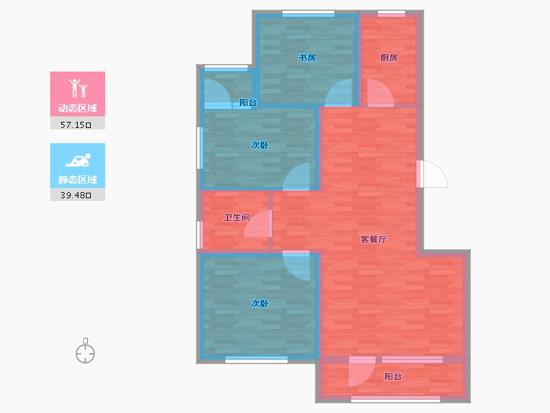 河北省-张家口市-滨河湾中央公园二期-86.41-户型库-动静分区