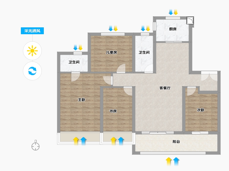 浙江省-温州市-公元上城-97.00-户型库-采光通风