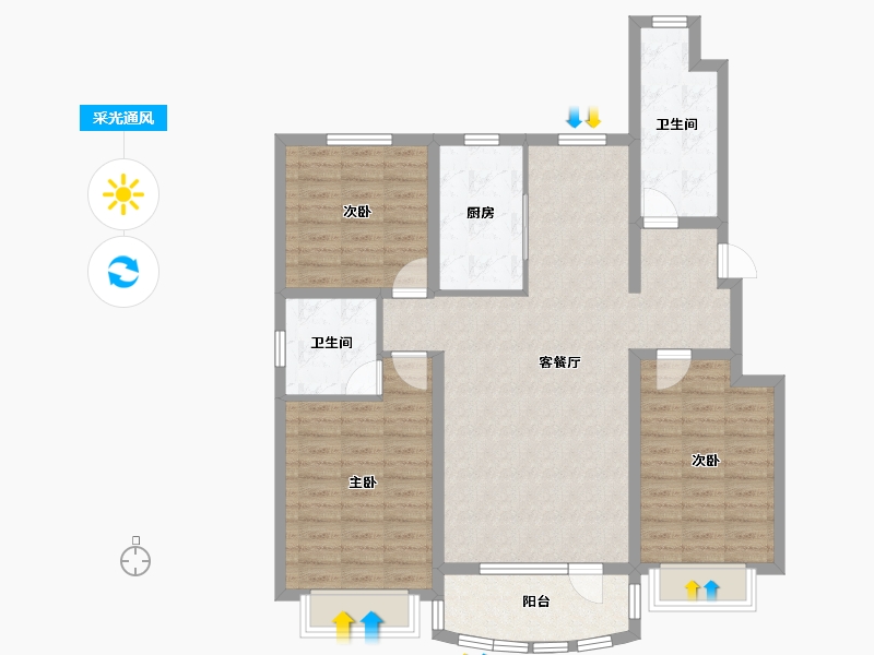 山东省-威海市-悦澜府邸-106.96-户型库-采光通风