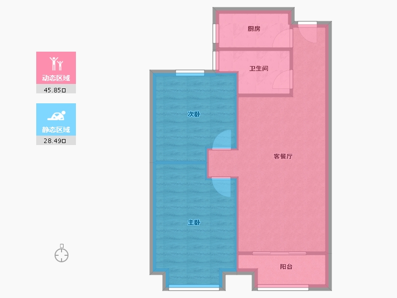 山东省-济南市-唐冶绿地城-67.62-户型库-动静分区