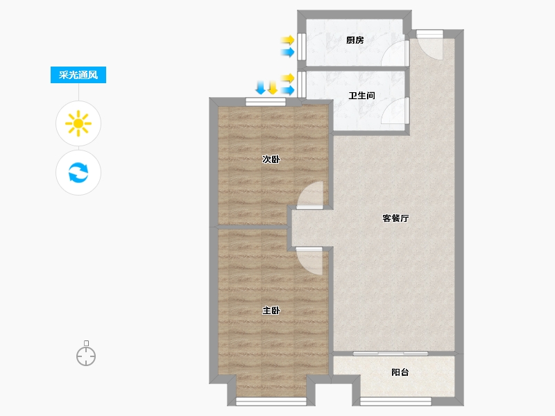 山东省-济南市-唐冶绿地城-67.62-户型库-采光通风