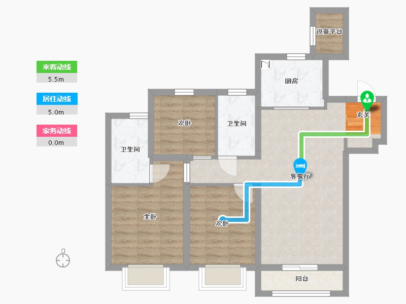 天津-天津市-龙洲道188号-75.79-户型库-动静线